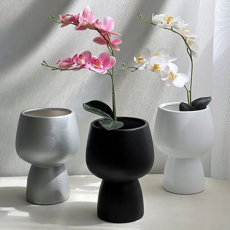 Keramički lonac za Phalaenopsis, stojeći na podu, nordijski stil, s donjim pladnjem