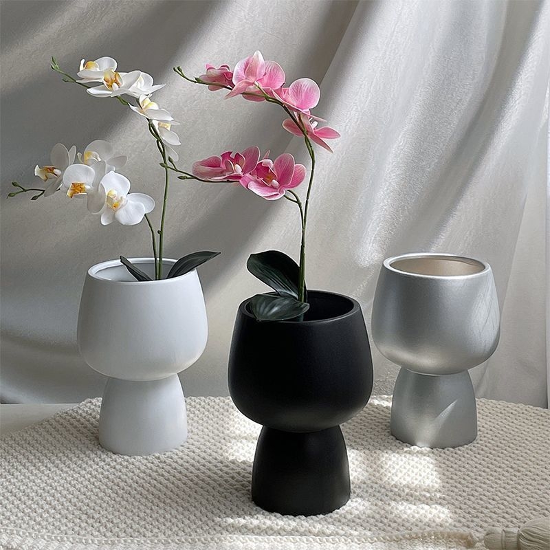 Keramički lonac za Phalaenopsis, stojeći na podu, nordijski stil, s donjim pladnjem