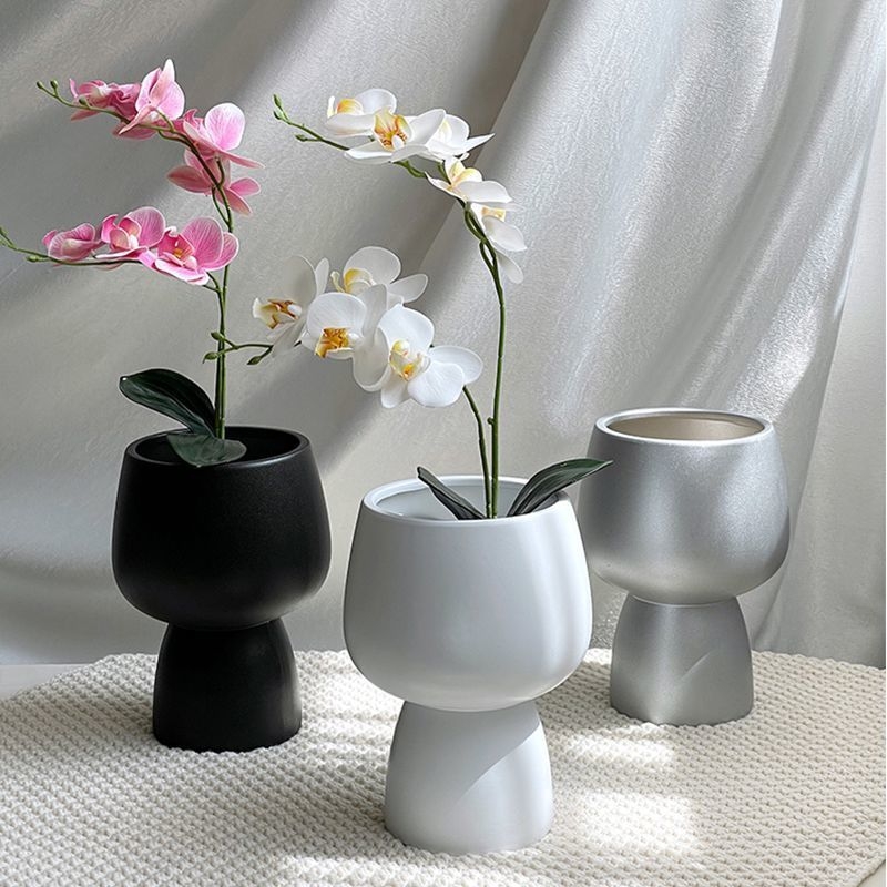 Keramički lonac za Phalaenopsis, stojeći na podu, nordijski stil, s donjim pladnjem