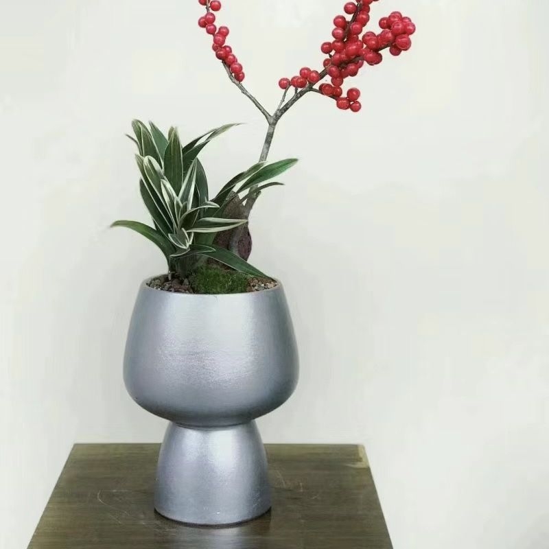 Keramički lonac za Phalaenopsis, stojeći na podu, nordijski stil, s donjim pladnjem