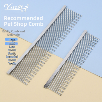 Yingte Suņu un kaķu kopšanas ķemme - metāla, dubulti zobi, gari un īsi zobi, matu noņemšana, piemērots vidēja izmēra sunim