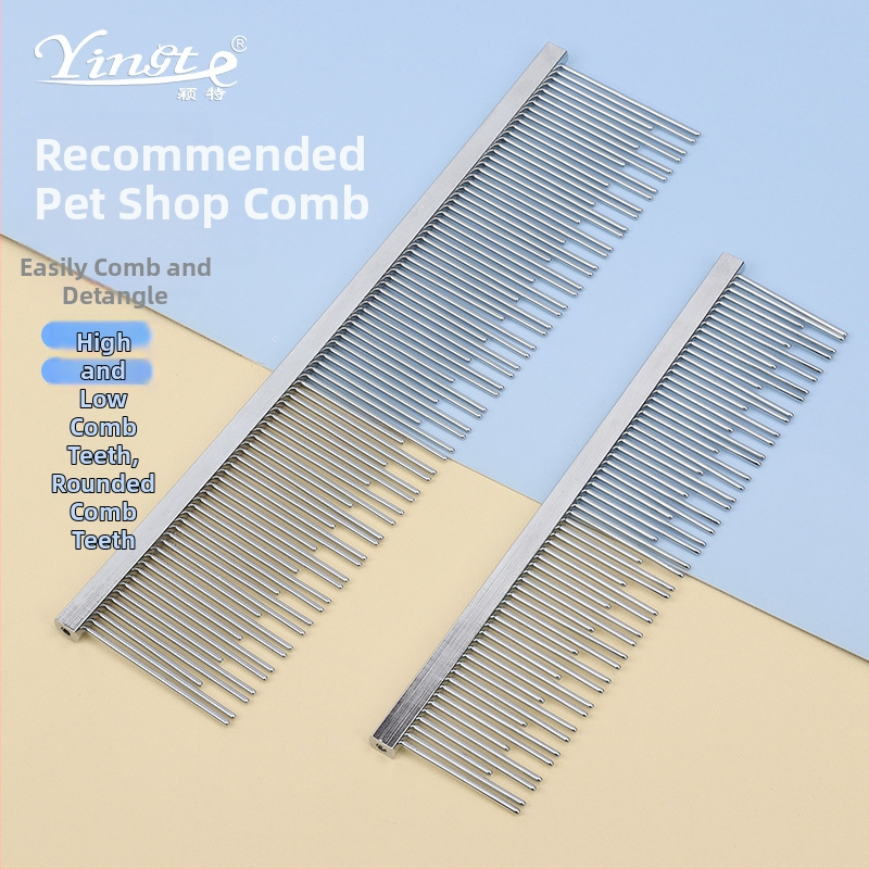 Yingte Suņu un kaķu kopšanas ķemme - metāla, dubulti zobi, gari un īsi zobi, matu noņemšana, piemērots vidēja izmēra sunim