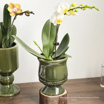 Nordický keramický kvetináč na stolné aj podlahové použitie, vhodný pre Phalaenopsis orkídu, domáce zariadenie