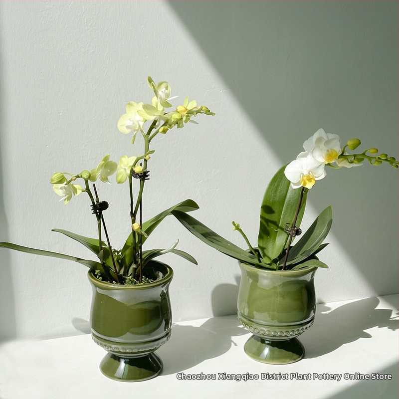 Nordický keramický kvetináč na stolné aj podlahové použitie, vhodný pre Phalaenopsis orkídu, domáce zariadenie