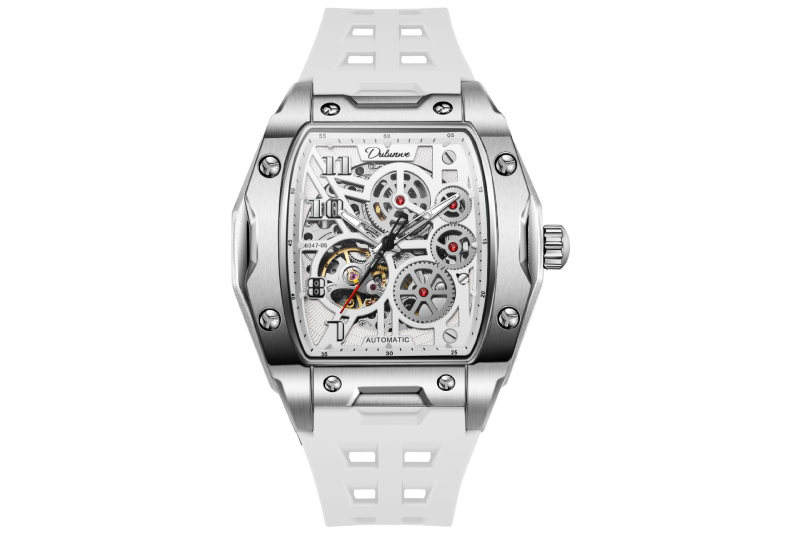 Muški sat u obliku bureta sa skeletnim mehanizmom, automatsko kretanje, model 6047d (Model: 6047d; Pokretanje: mehanički; Podrijetlo pogona: Kina; Oblik cifera: buret; Materijal kućišta: legura)