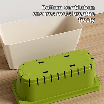 Savęs laistomas gėlių vazonas – plastikas, injekcinis liejimas, daug skylučių dizainas, biuro stalui