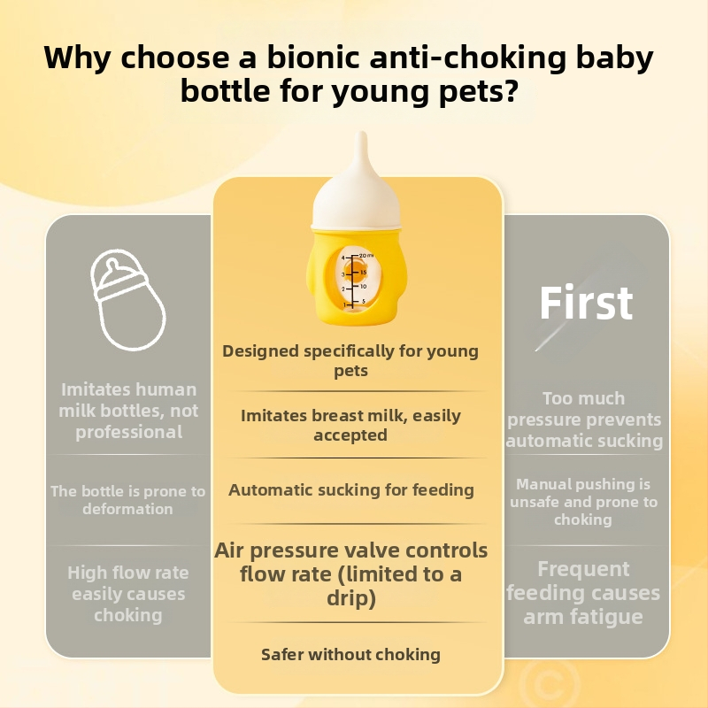 Háziállat etető eszköz szilikon cumival macskáknak, alkalmas újszülött macskáknak, kölyökkutyáknak és cicáknak, fulladás elleni kialakítás