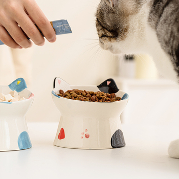 Happy márkájú kerámia macska etetőedény, 20 darabos készlet, háziállat etetési eszköz
