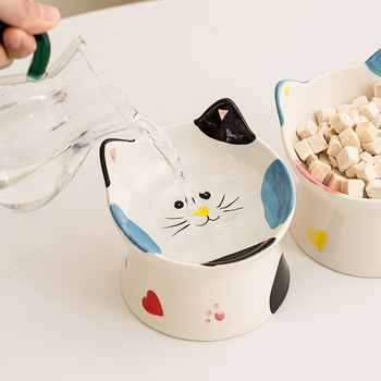 Happy márkájú kerámia macska etetőedény, 20 darabos készlet, háziállat etetési eszköz