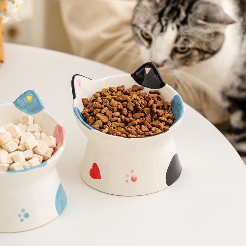 Happy márkájú kerámia macska etetőedény, 20 darabos készlet, háziállat etetési eszköz