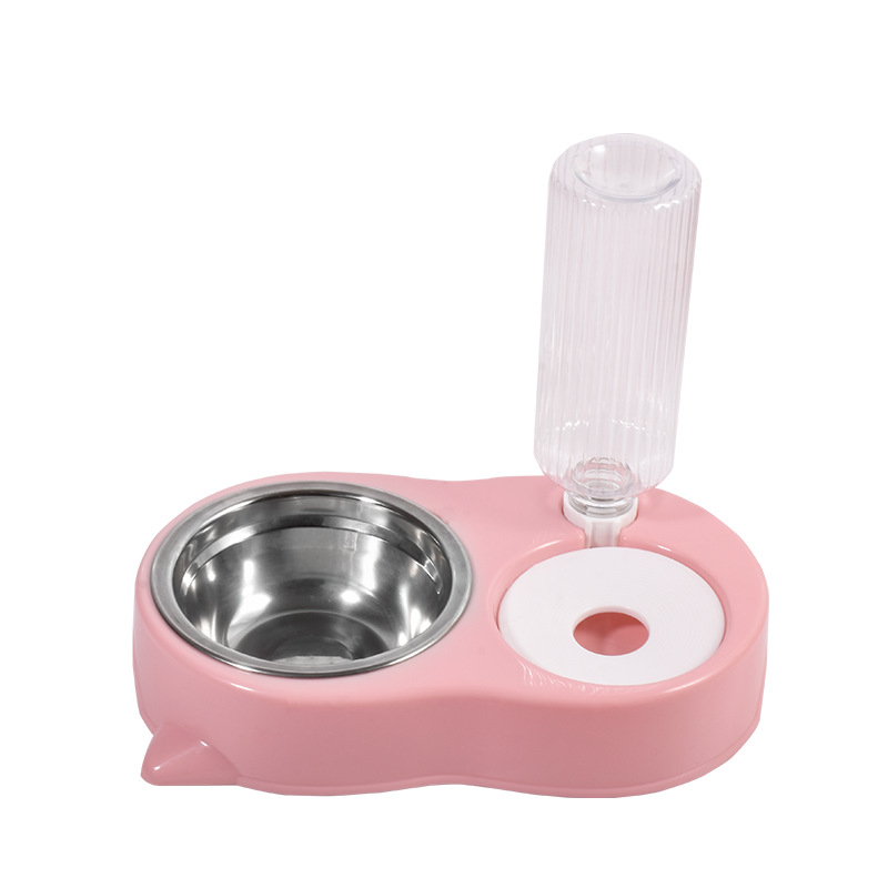 Vas dublu pentru pisici, cu design anti-răsturnare și distribuție automată de apă