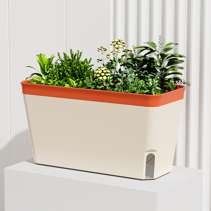 Japonijos stiliaus savaiminio laistymo vazonas su keliomis skylėmis, plastikinis injekcinis formavimas, tinkamas biuro stalui.