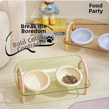 Macska tál emelt tartóval, lassú etetés, anti-tip és szivárgás elleni védelem