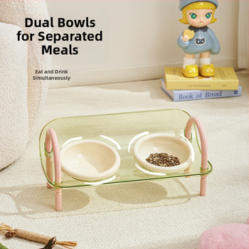 Macska tál emelt tartóval, lassú etetés, anti-tip és szivárgás elleni védelem
