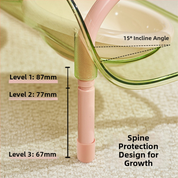 Macska tál emelt tartóval, lassú etetés, anti-tip és szivárgás elleni védelem