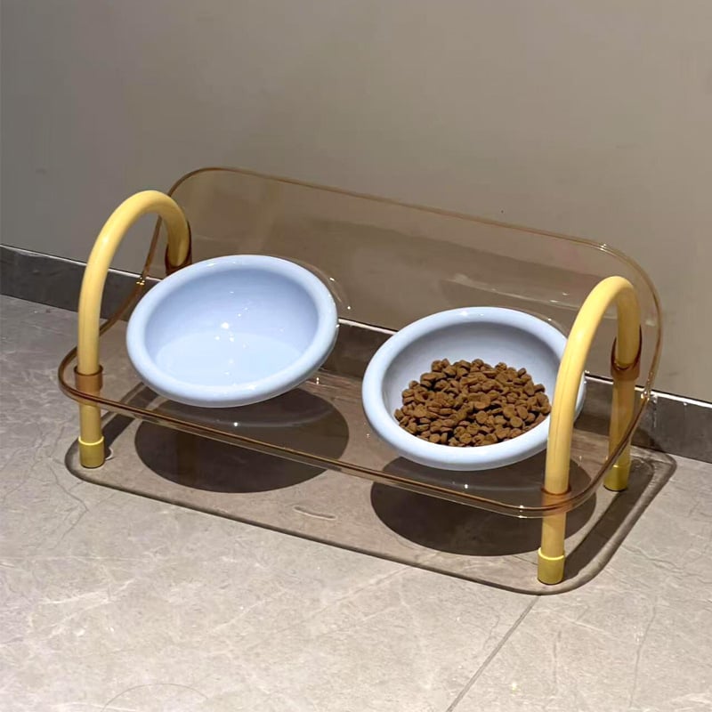 Macska tál emelt tartóval, lassú etetés, anti-tip és szivárgás elleni védelem