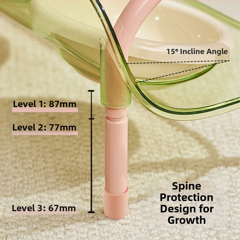 Macska tál emelt tartóval, lassú etetés, anti-tip és szivárgás elleni védelem