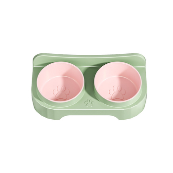 Macska etető tál, környezetbarát műanyag, két rekeszes, ferde szélű