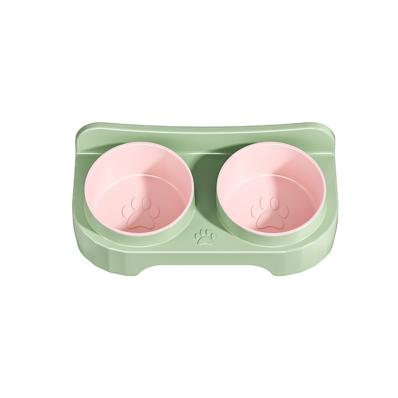 Macska etető tál, környezetbarát műanyag, két rekeszes, ferde szélű