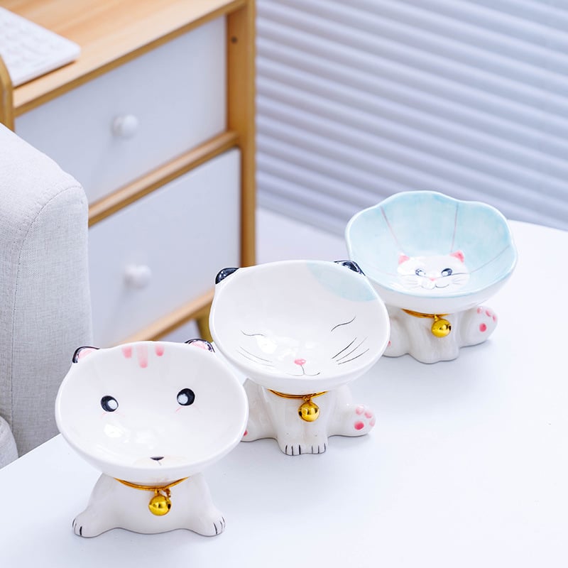 Kerámia macska tál macska arcú dizájn-nal, antiöntés