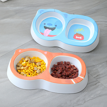 Dupla tál háziállatoknak karikatúra dizájnnal, négyzetes és kör alakú dizájn, melaminból, csúszásmentes, 300 g, Havo márka, macskáknak