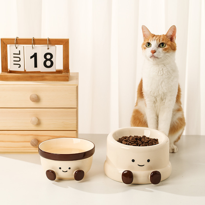Keramická miska na kŕmenie mačky so šikmým okrajom, značka Chongye Ceramic