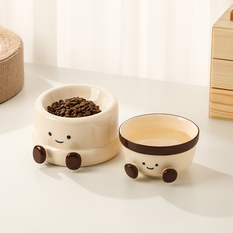 Keramická miska na kŕmenie mačky so šikmým okrajom, značka Chongye Ceramic