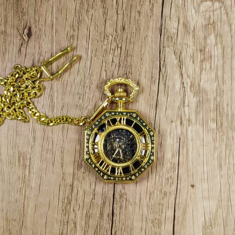 Μηχανικό ρολόι τσέπης MIYOTA 618 | Σπειροειδή κορώνα | Διαφανές πίσω καπάκι | Κάσα από κράμα