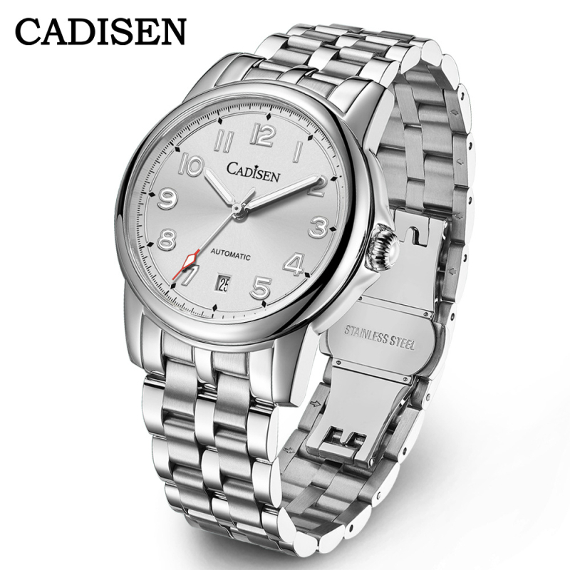 Cadisen ρετρό μηχανικό ρολόι με ιαπωνική κίνηση MIYOTA 8215, φωτιζόμενος καντράν, αδιάβροχο 50m, ημερολόγιο