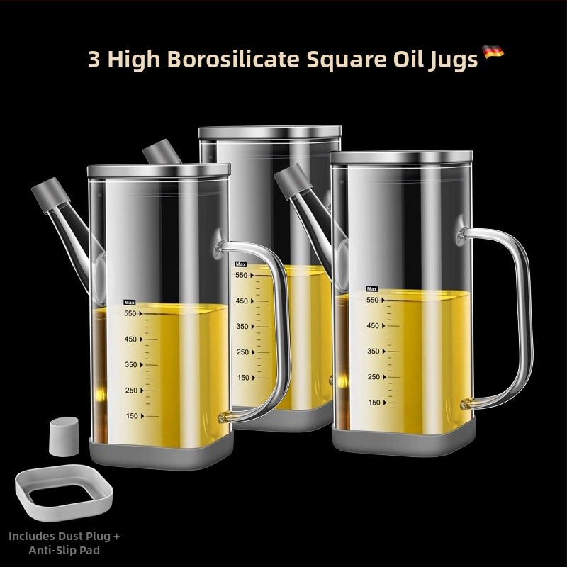 Hyvar stiklinė alyvos talpykla, atspari nuotėkiams, virtuvės prieskonių buteliukas – sojos padažui, actui ir aliejui