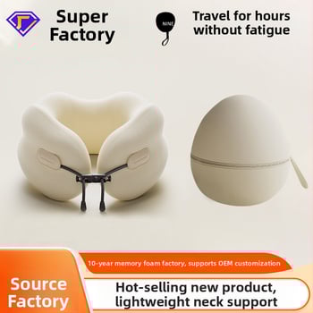 Memorijos putų U formos kaklo pagalvė, nešiojama sulankstoma kelioninė pagalvė, poliesterio-kokvilnės užvalkalas, suaugusiems, šiuolaikinis minimalistinis stilius