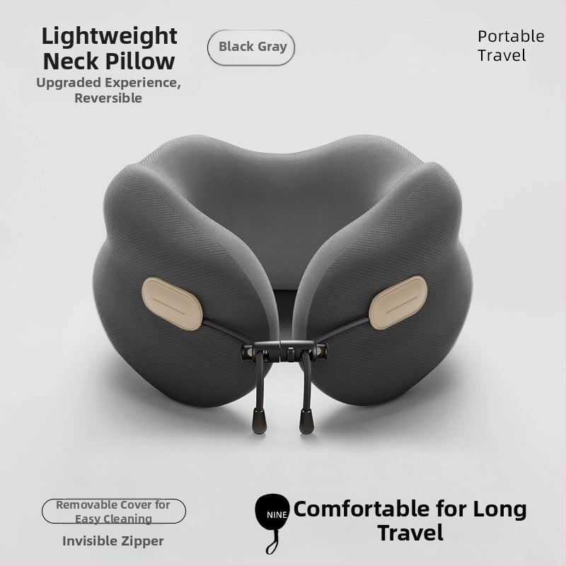 Memorijos putų U formos kaklo pagalvė, nešiojama sulankstoma kelioninė pagalvė, poliesterio-kokvilnės užvalkalas, suaugusiems, šiuolaikinis minimalistinis stilius