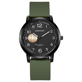 Kvarcni sat sa silikon remenom, kvadratni brojčanik 40 mm, kućište od cinkovog legura, model GJ080