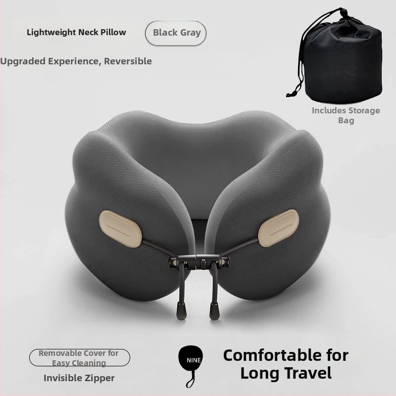 U-tvarovaný cestovný vankúš z pamäťovej peny, prenosný a skladací, podpora krku pre dospelých, materiál polyester-bavlna, moderný minimalistický štýl