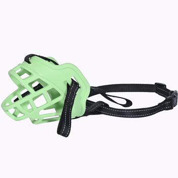 Plastična pseća maska s fluorescirajućom zaštitom za noćnu upotrebu, prilagodljiva, sprječava ugrize, lizanje i jedenje.