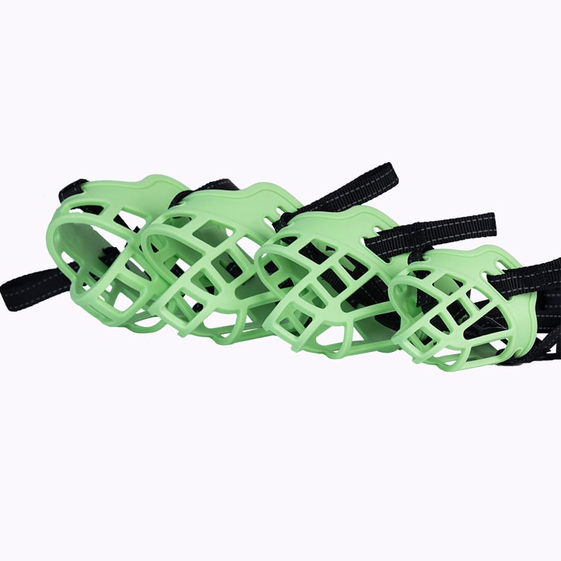 Plastična pseća maska s fluorescirajućom zaštitom za noćnu upotrebu, prilagodljiva, sprječava ugrize, lizanje i jedenje.