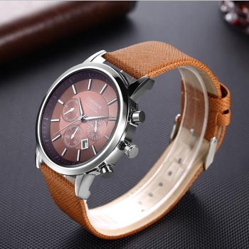 Chronos CH04 αντρικό ρολόι quartz: αναλογικό καντράν, ένδειξη 24 ωρών, ημερολόγιο, κάσα από κράμα, λουράκι από συνθετικό δέρμα