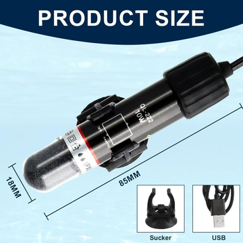 Akváriumi fűtőrúd, USB termosztát (üveg, 10W, Ql-222)