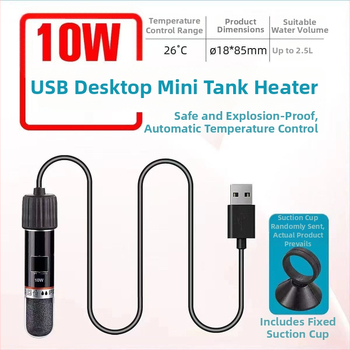 Akvārija apkures stienis, USB termostats (stikls, 10W, Ql-222)