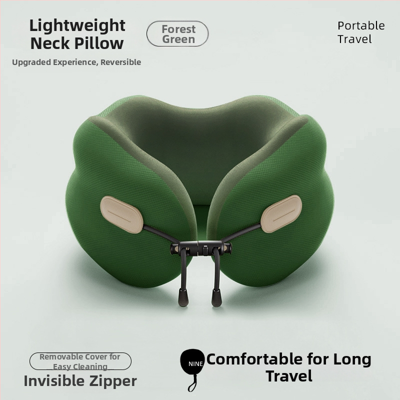 U-kujuline kaelapadi mäluvaht — kaasaskantav, kokkupandav, täiskasvanutele, polüester-puuvillase kattega