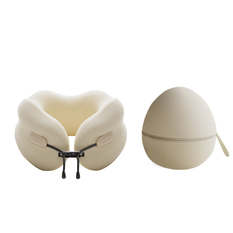 Pernă de gât din spumă cu memorie – în formă U, țesătură poliester-bumbac, stil modern minimalist, pentru adulți