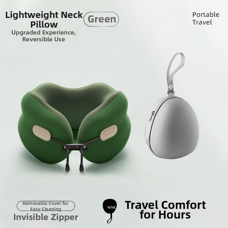 Pernă pentru gât din spumă cu memorie, formă U, portabilă și pliată, pernă de călătorie, material poliester-bumbac