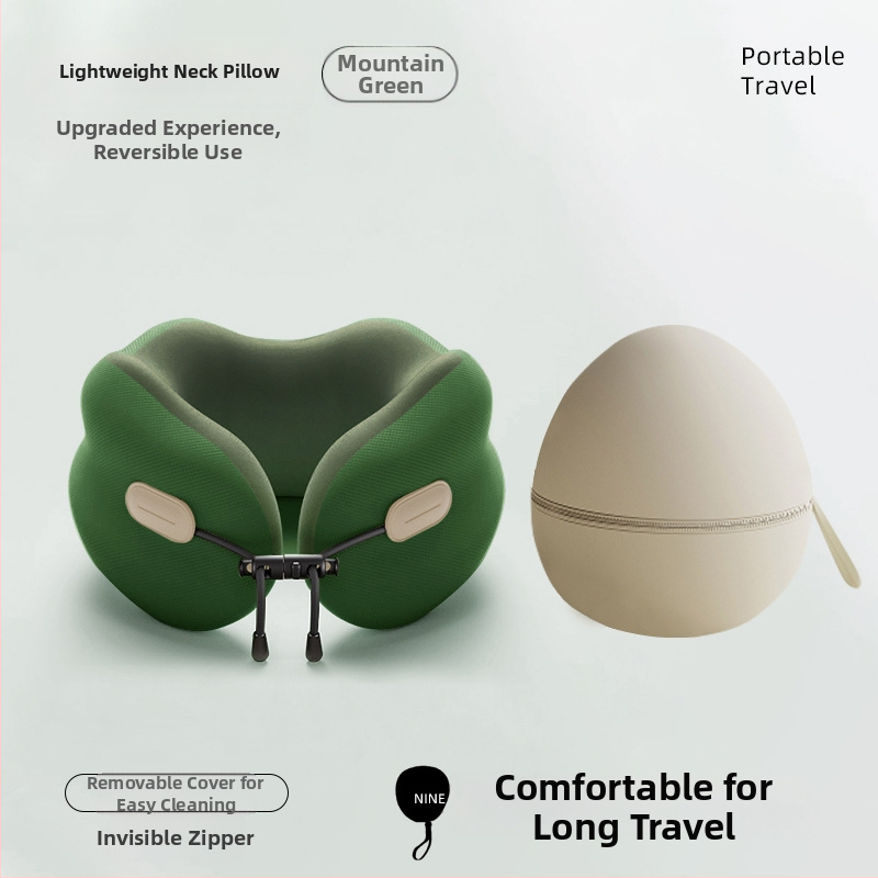 Pernă de gât în formă de U cu memory foam, pentru adulți, husă din poliester-bumbac, design minimalist modern