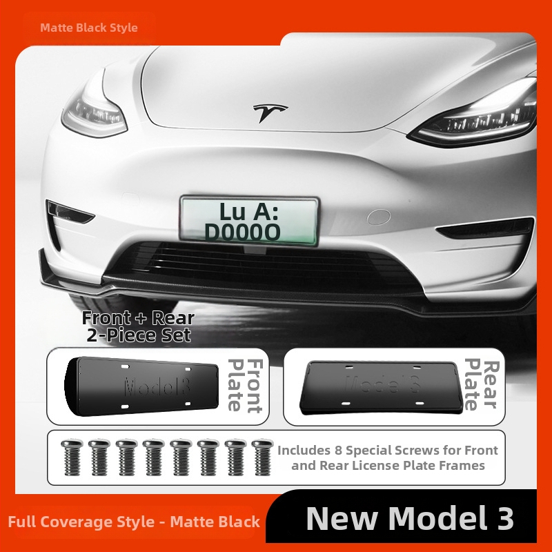 Ramă pentru numărul de înmatriculare Tesla Model Y/3 – Noua versiune, Stil OEM, Plastic, Piesa 00004, Marca Morning Star