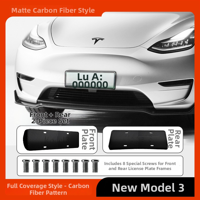 Ramă pentru numărul de înmatriculare Tesla Model Y/3 – Noua versiune, Stil OEM, Plastic, Piesa 00004, Marca Morning Star