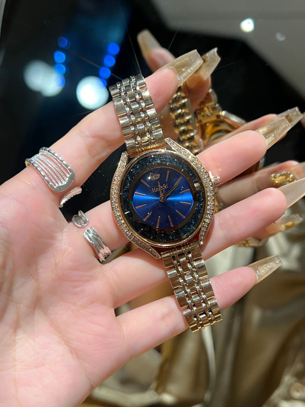 Masafei ceas femei Quartz, cadran oval, curea din oțel inoxidabil, rezistență la apă 31 m, grosime 10 mm