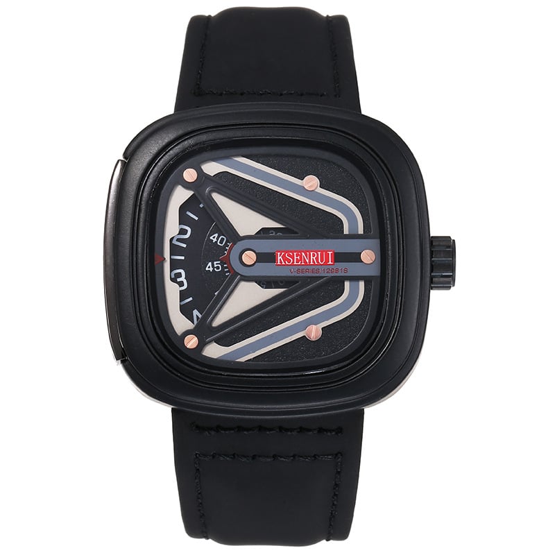 Kaysenri muški sat s kvadratnim brojčanikom, kvarcni mehanizam i kožni remen