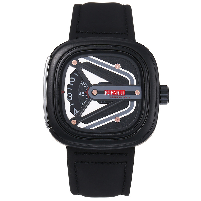 Kaysenri muški sat s kvadratnim brojčanikom, kvarcni mehanizam i kožni remen