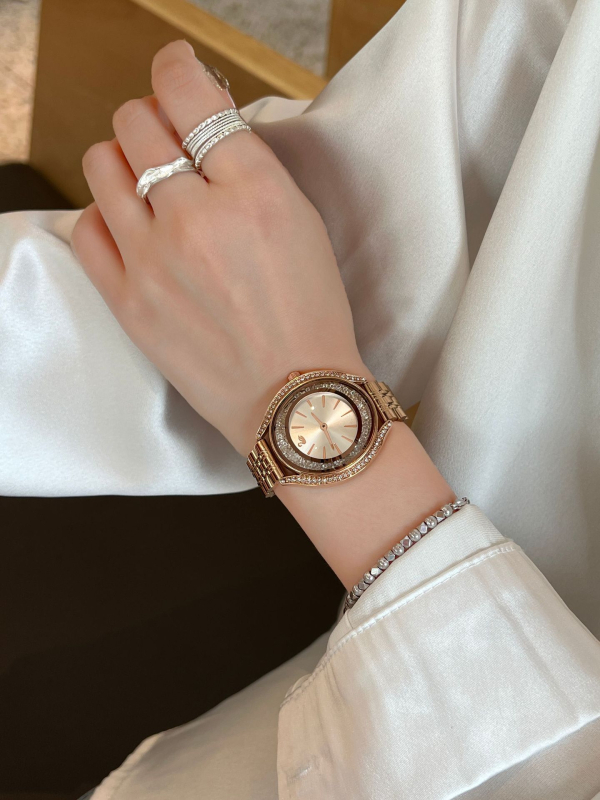 Ceas dama cu diamant, rezistent la apă, cuarț, cadran oval, brățară din oțel inoxidabil, mișcare Miyota japoneză