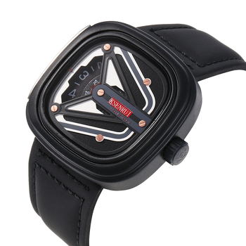 Kaysenri ceas bărbătește quartz, cadran pătrat, 45 mm, curea din piele naturală, cataramă cu ac, model 8012-2